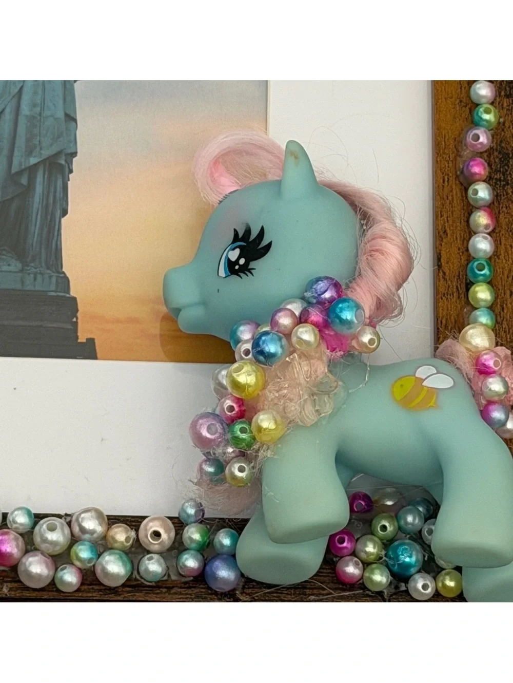 Handmade My Little Pony Picture Frame Mermaid Pearl Beads 5x7 Photo OOAK Decor